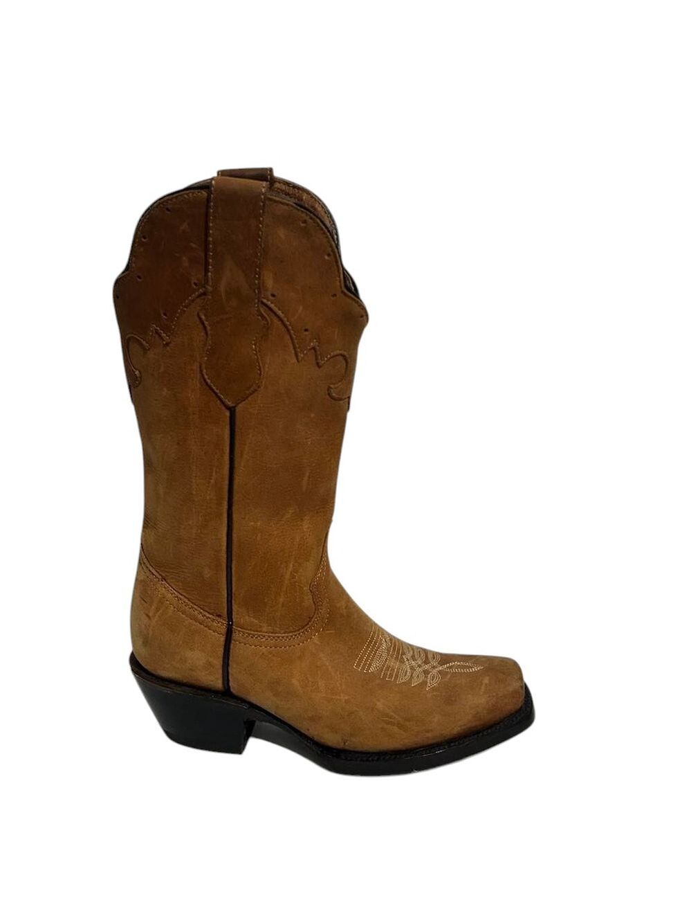 El Pajar Tan Mexican Women's Western Leather Boots Sz 5.5 - Picture 2 of 7